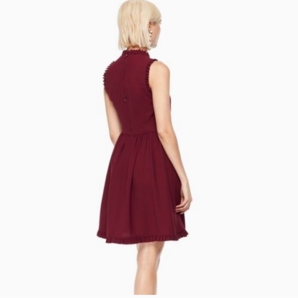 KATE SPADE Ma Cherie Ruffle Fit & Flare Mini Dress Cranberry Red Small Size 4 - Picture 13 of 14